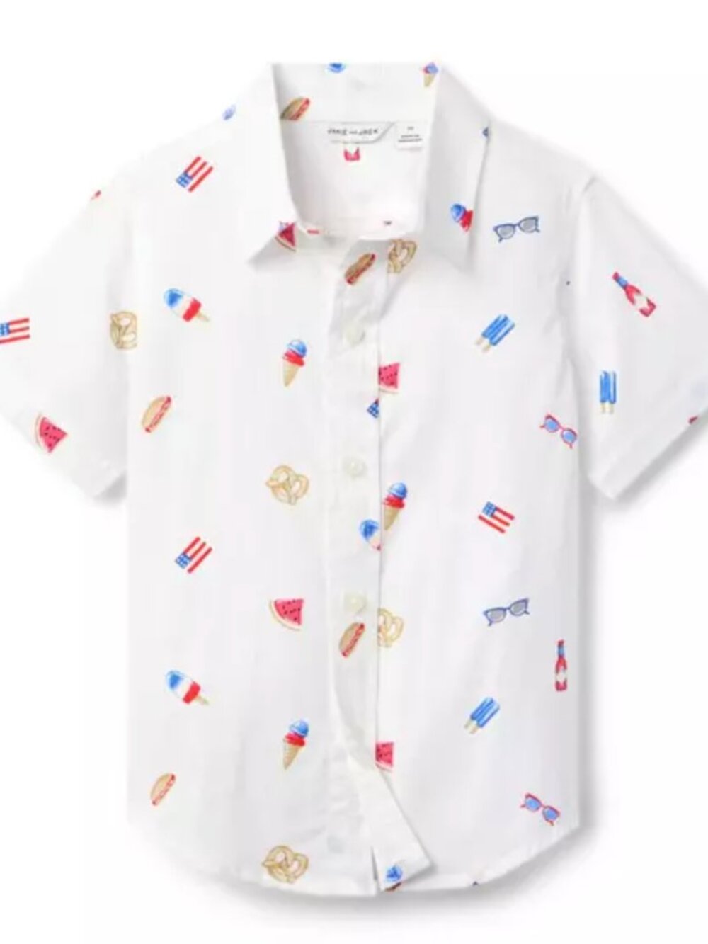 Janie & Jack Button-Down 4th of July Shirt (The Poplin Shirt- Picnic Icons) 2T
